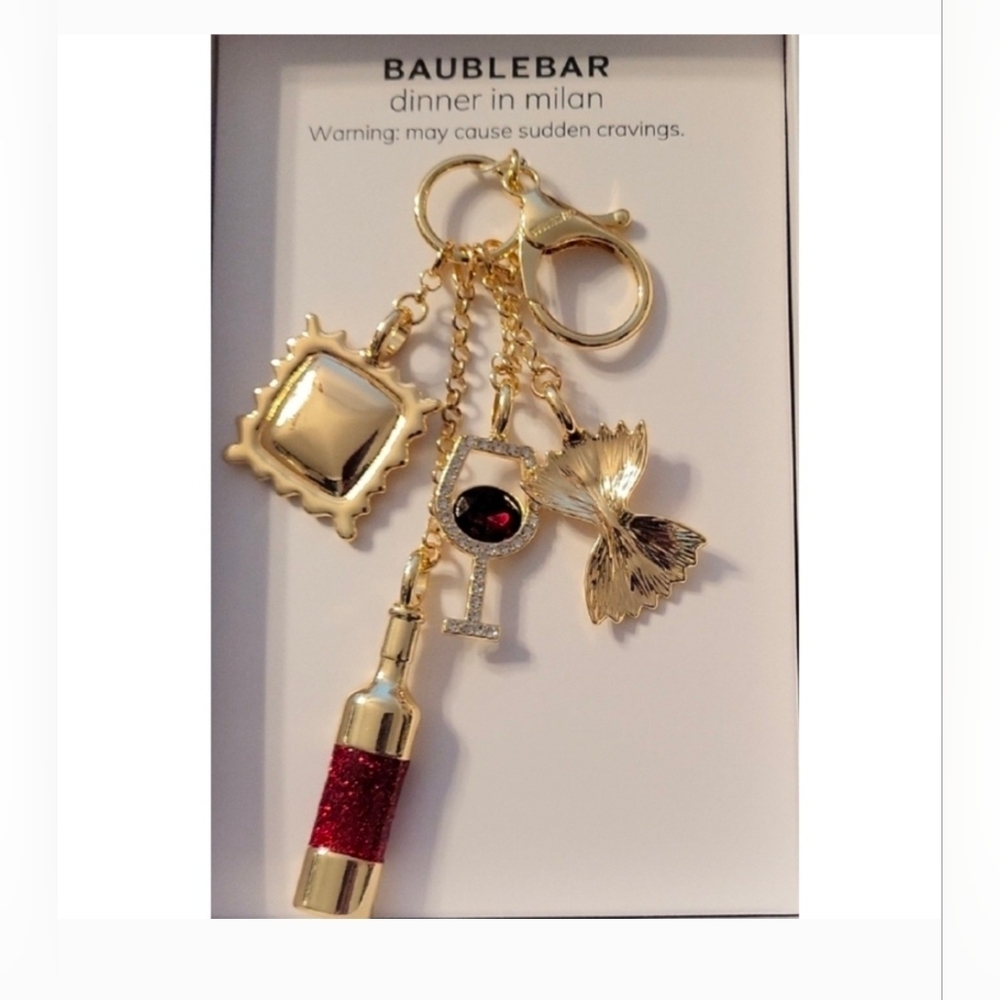 💛 ▪️BaubleBar▪️"Dinner In Milan" Golden Tone Keychain Bag Charm